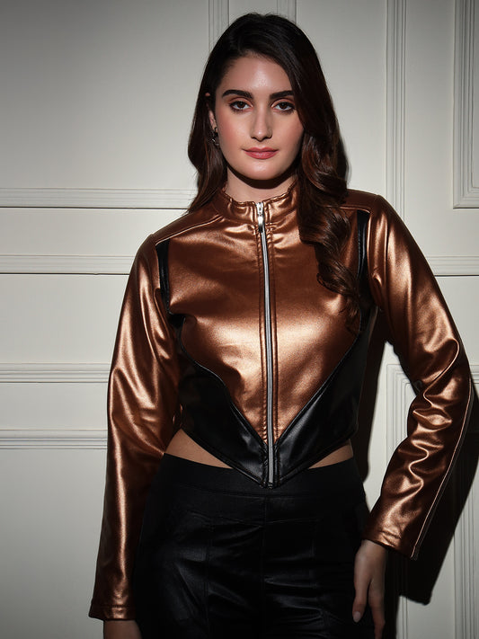TANDUL  Women Solid Leather Jacket