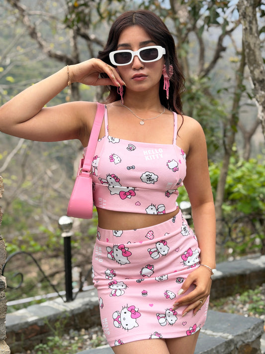 TANDUL Women Adorable Hello Kitty Printed Co-ord Set