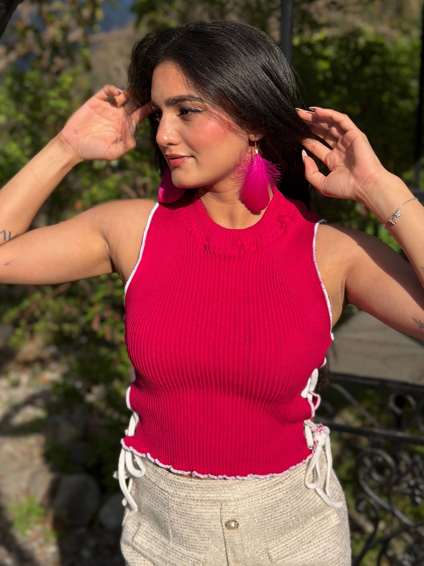 TANDUL Women Chic Pink Knitted Top