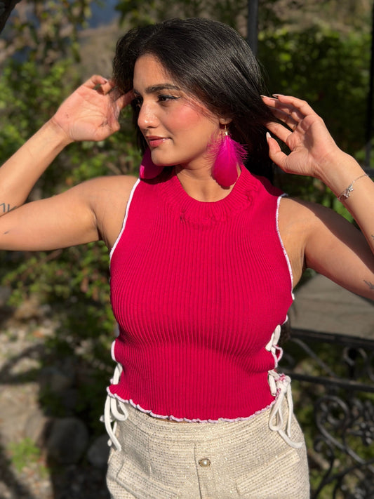 TANDUL Women Chic Pink Knitted Top