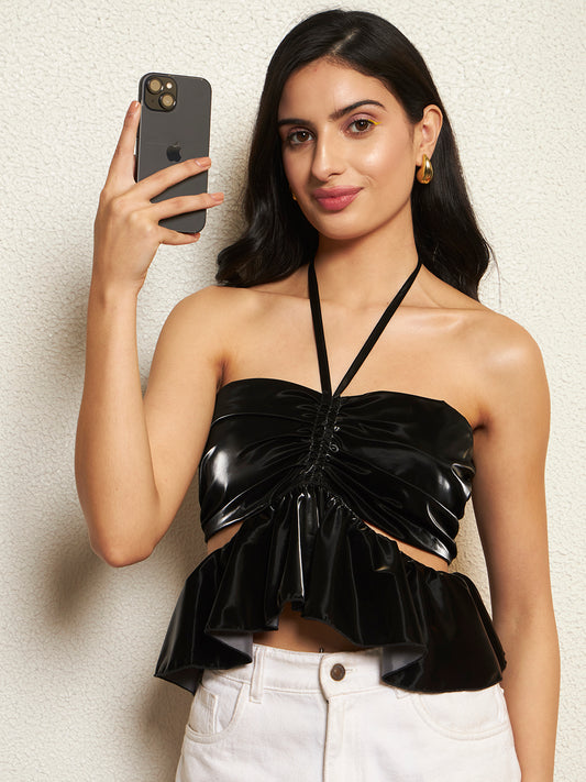TANDUL Women Elegant Black Crop Top
