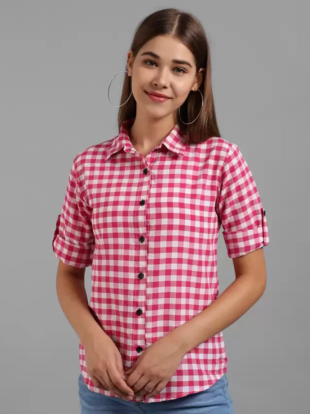 TANDUL  Women Regular Fit Self Design, Checkered Casual Shirt