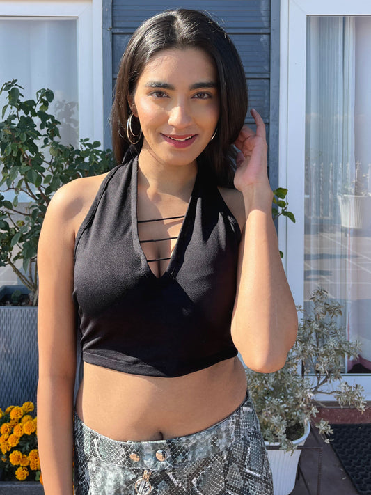 TANDUL Women Chic Black Crop Top