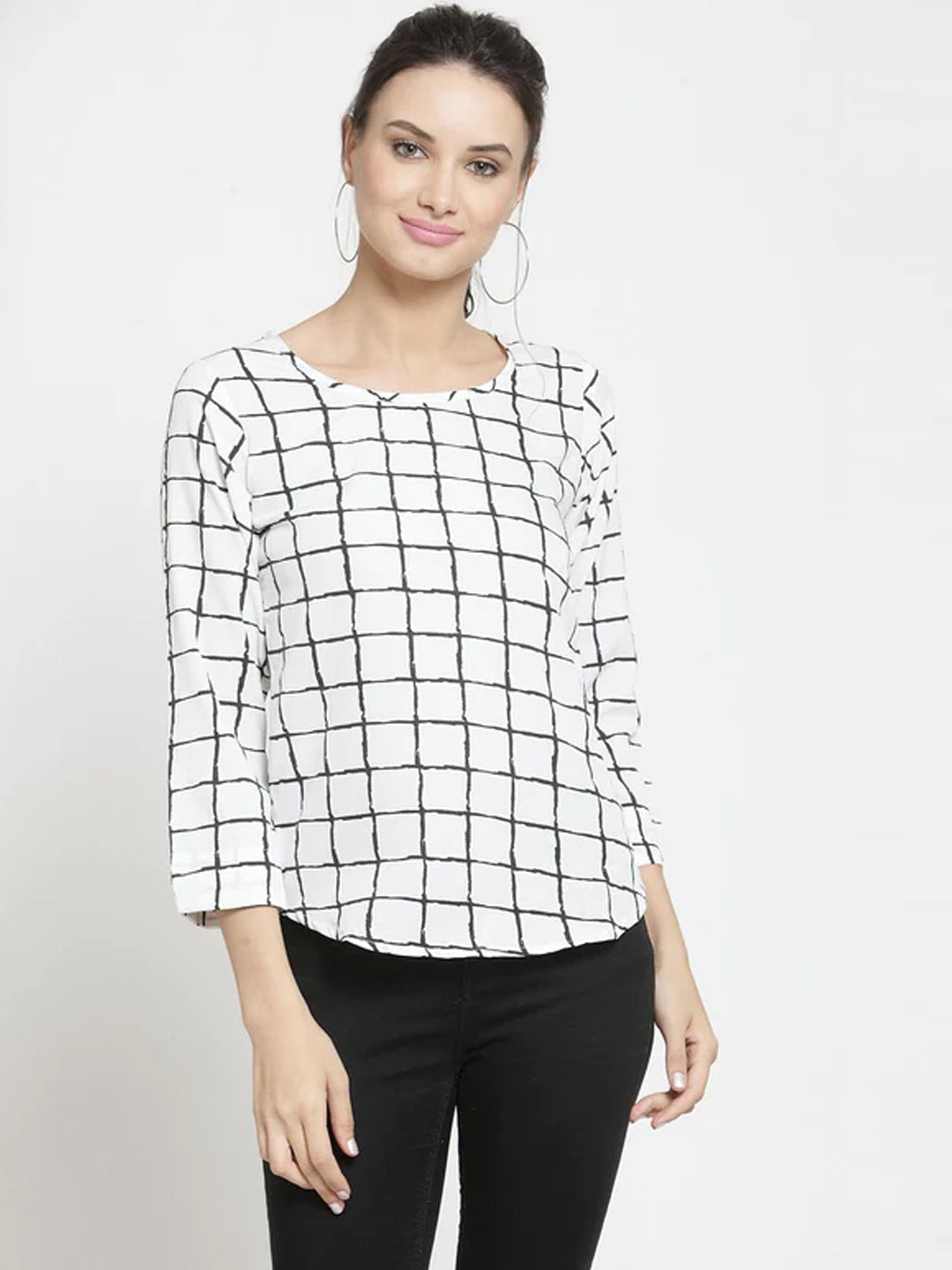 ZARVEY Casual Regular Sleeve Checkered Women Multicolor Top