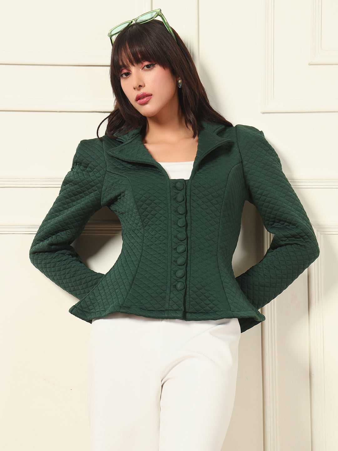 TANDUL Women  Elegant Green Blazer