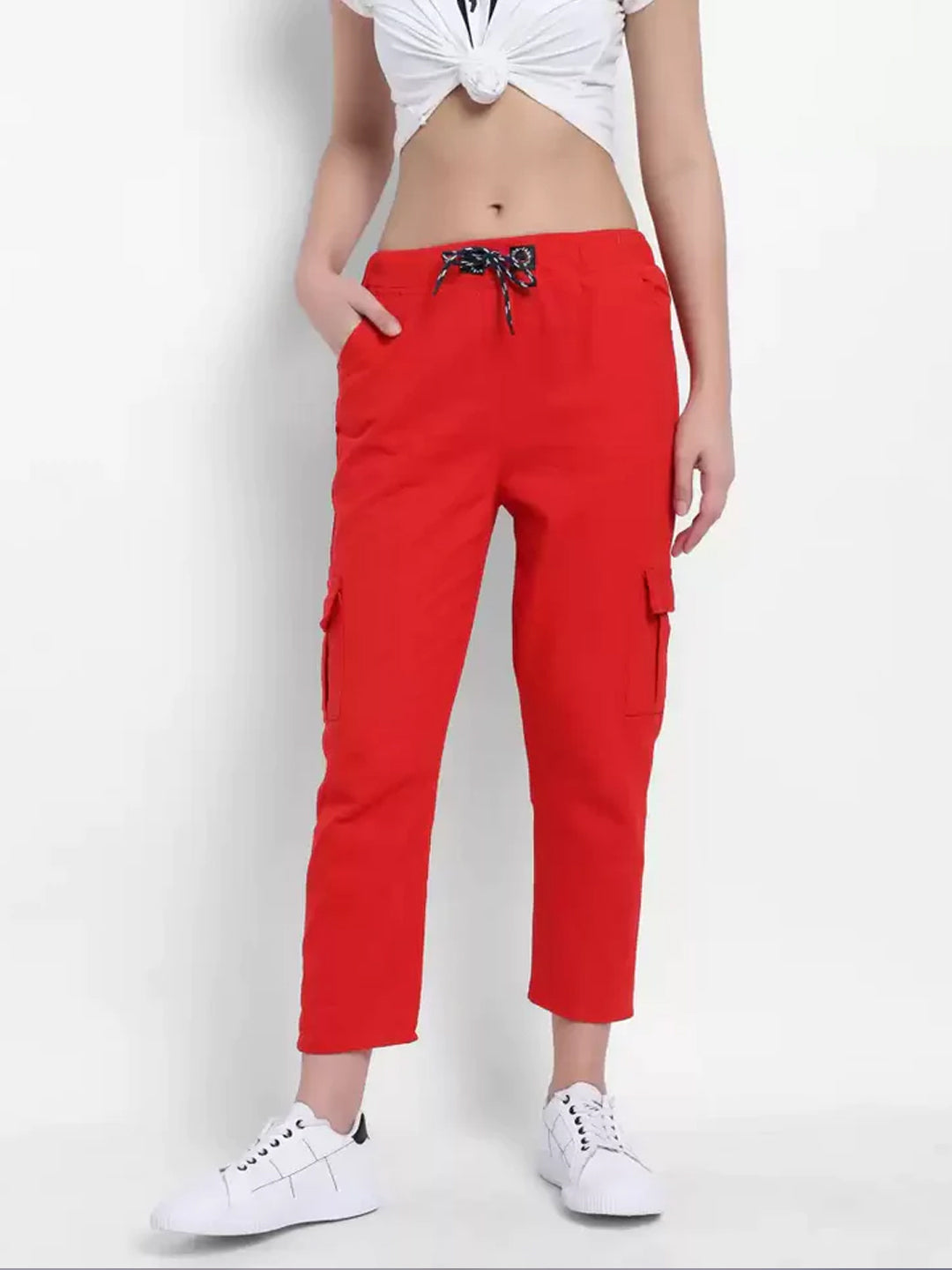 TANDUL  Regular Fit Women Red Cotton Blend Trousers