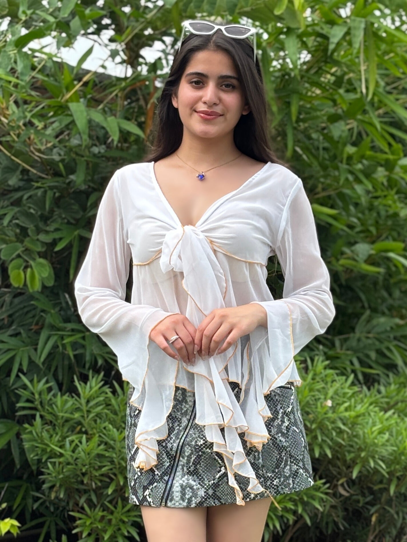 TANDUL Elegant White Frill Top