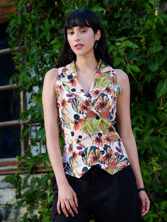 TANDUL Women Multicolor Floral Printed Waistcoat