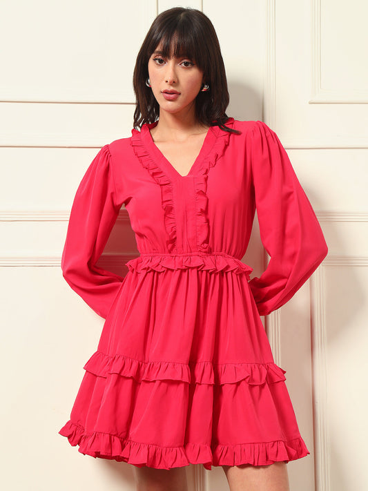 TANDUL Fuchsia Pink Flared Dress