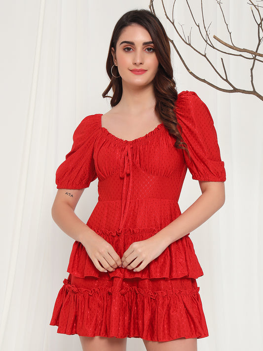 TANDUL  Women Fit and Flare Red Dress