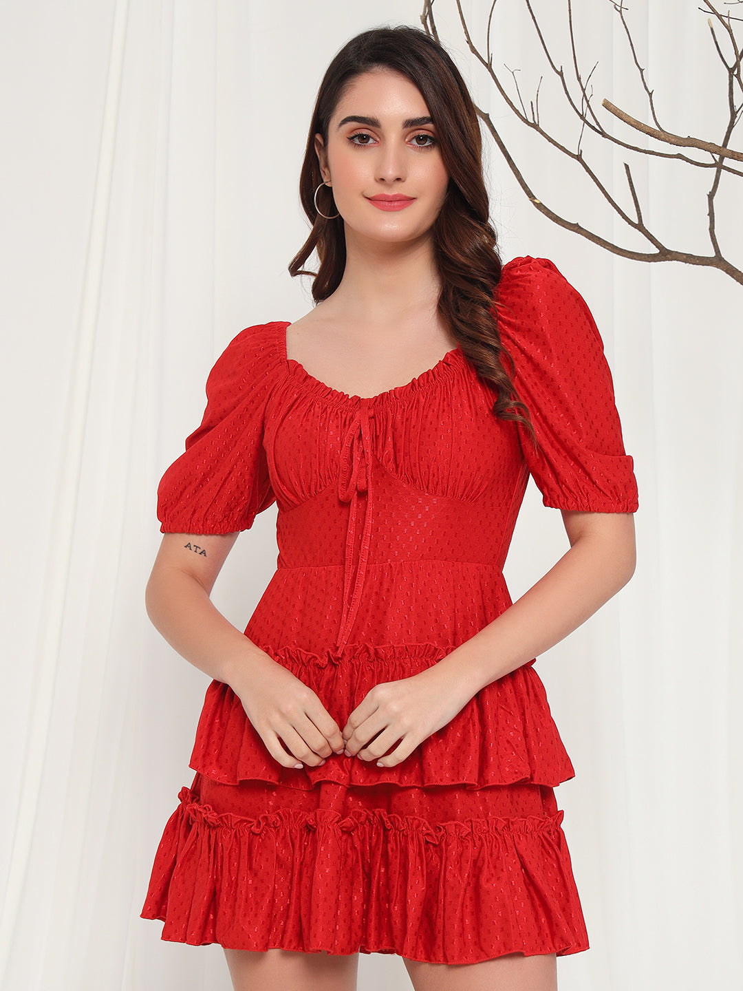 TANDUL  Women Fit and Flare Red Dress