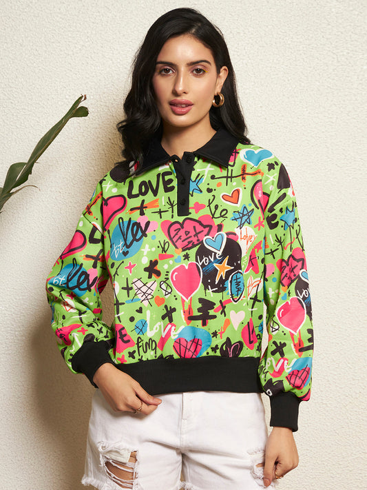 TANDUL Women Vibrant Green Sweatshirt