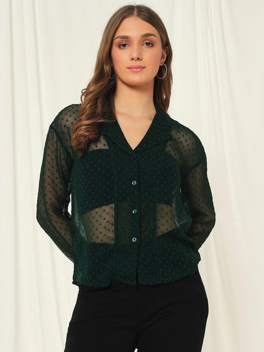 TANDUL  Women Regular Fit Solid Lapel Collar Casual Shirt