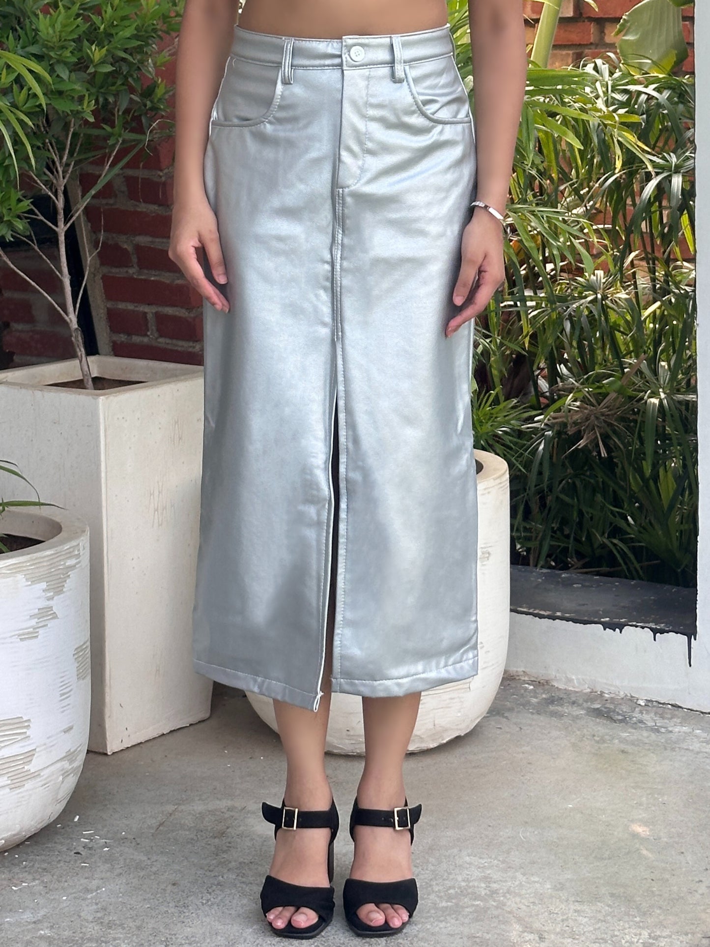 TANDUL Women Solid Tube Silver Skirt