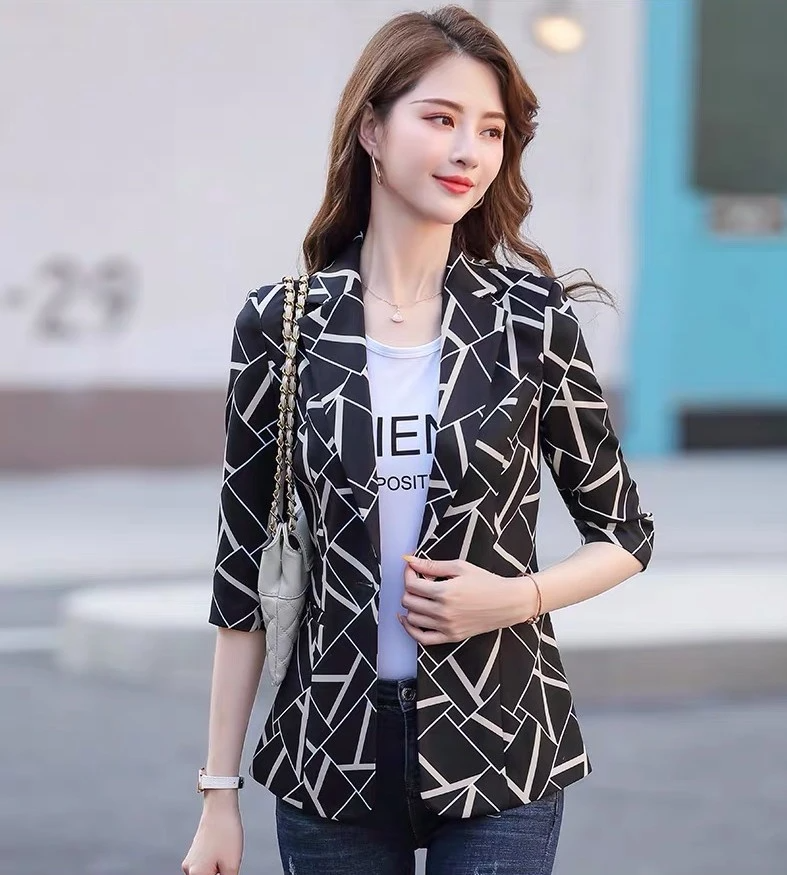 TANDUL Printed Single Breasted Casual Women Blazer