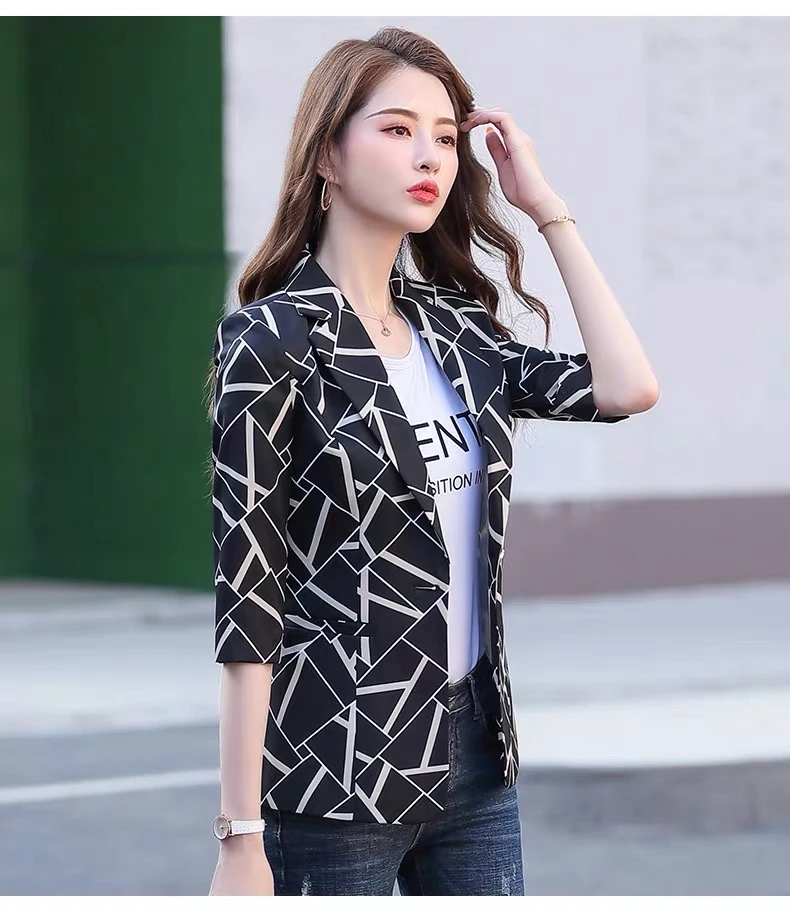 TANDUL Printed Single Breasted Casual Women Blazer