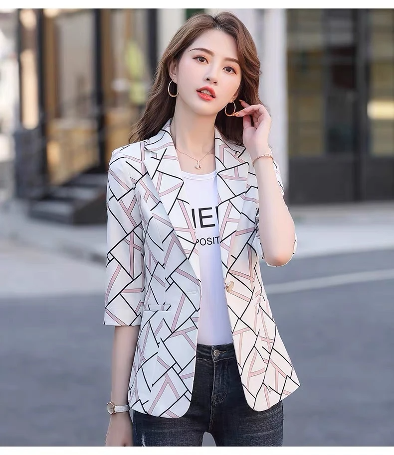 TANDUL Printed Single Breasted Casual Women Blazer