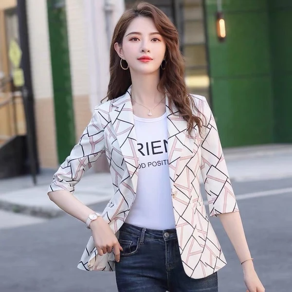 TANDUL Printed Single Breasted Casual Women Blazer