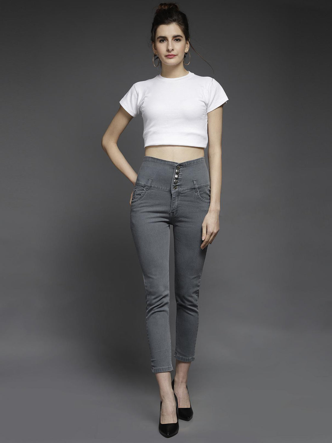 Women Regular Mid Rise Grey Jeans