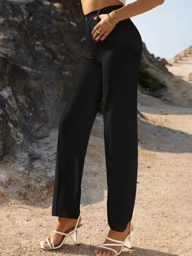 TANDUL Regular Fit Women Black Trousers