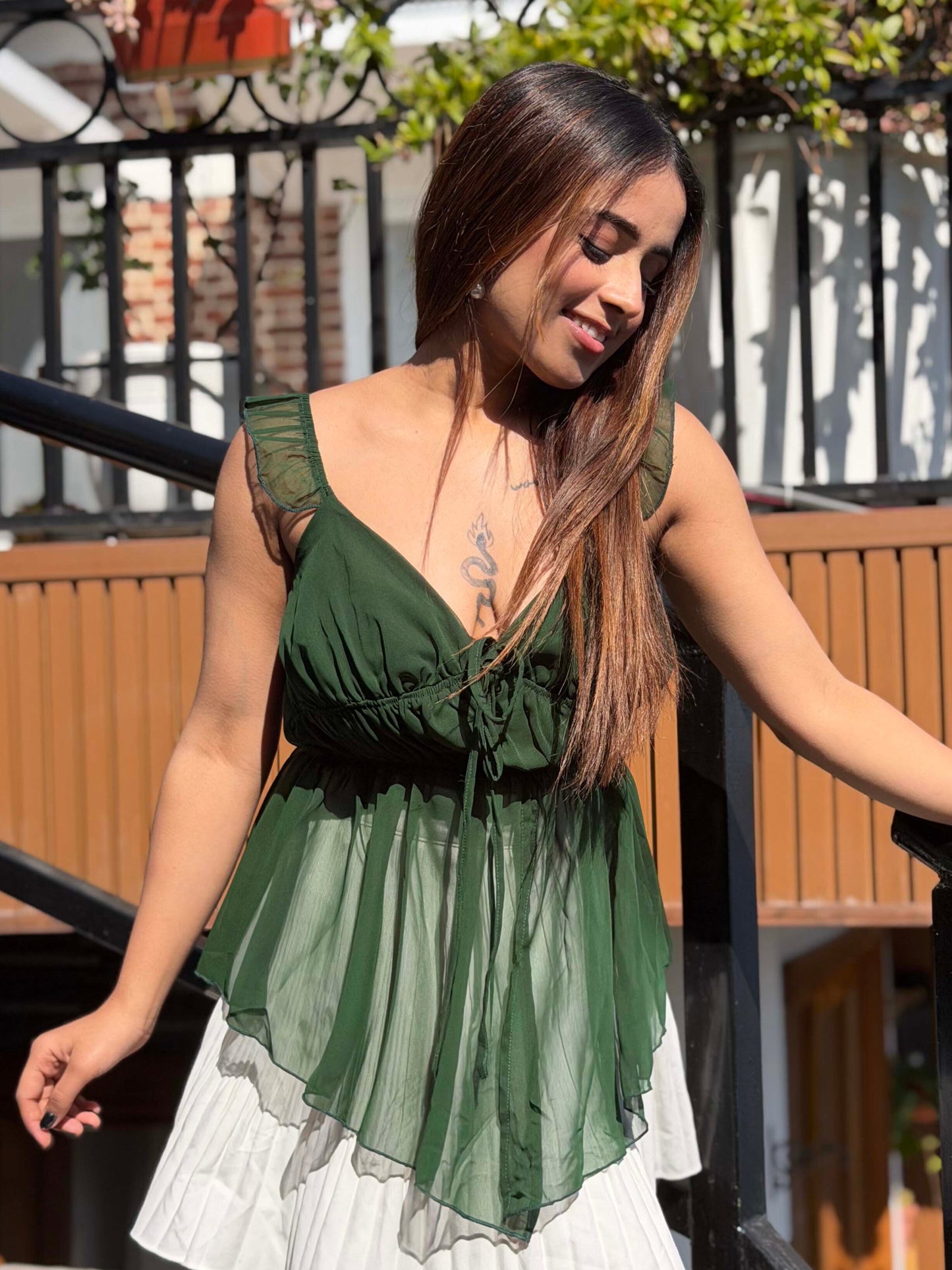 TANDUL Women Stunning Green Georgette Top