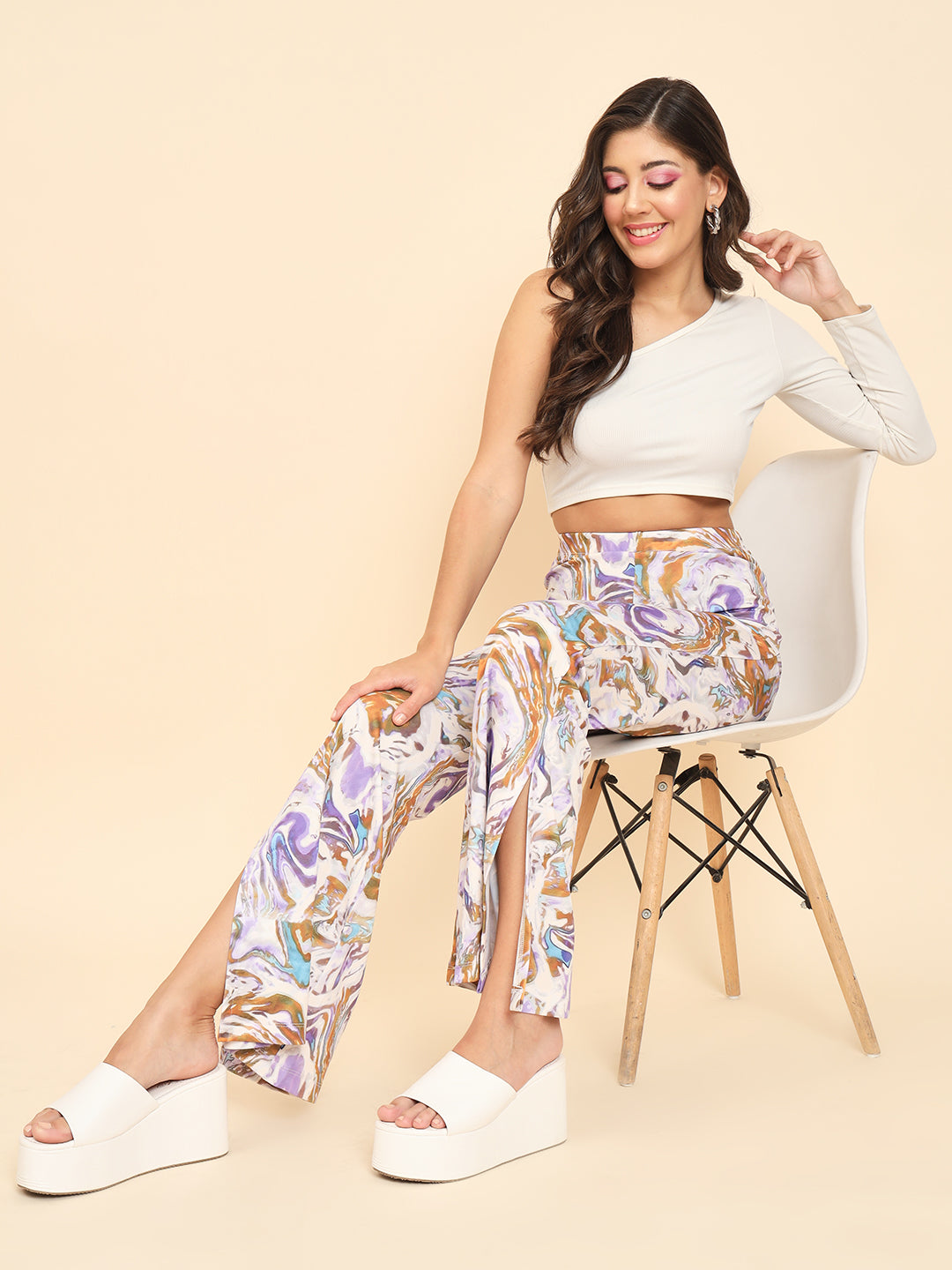 TANDUL Women Regular Fit Multicolor Lycra Trousers