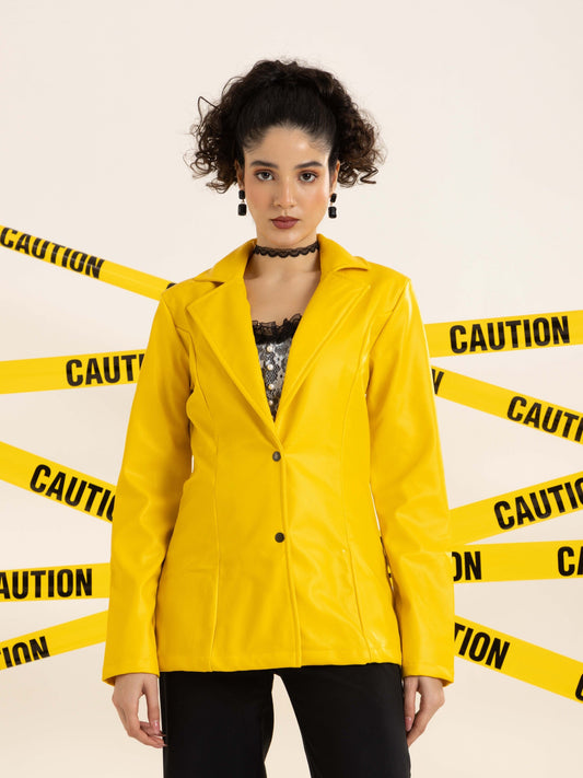 TANDUL Elegant Yellow Women Blazer