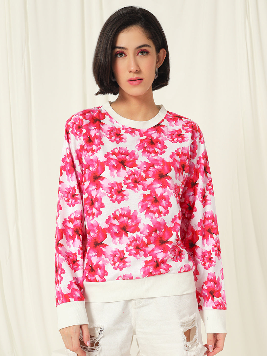 TANDUL  Women Full Sleeve Floral Print Sweatshirt