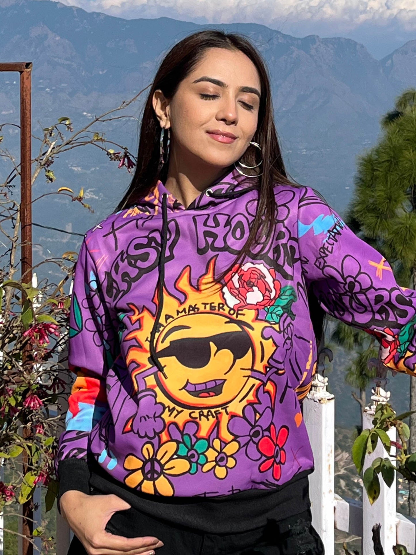 TANDUL Women Bright Purple Printed Hoodie