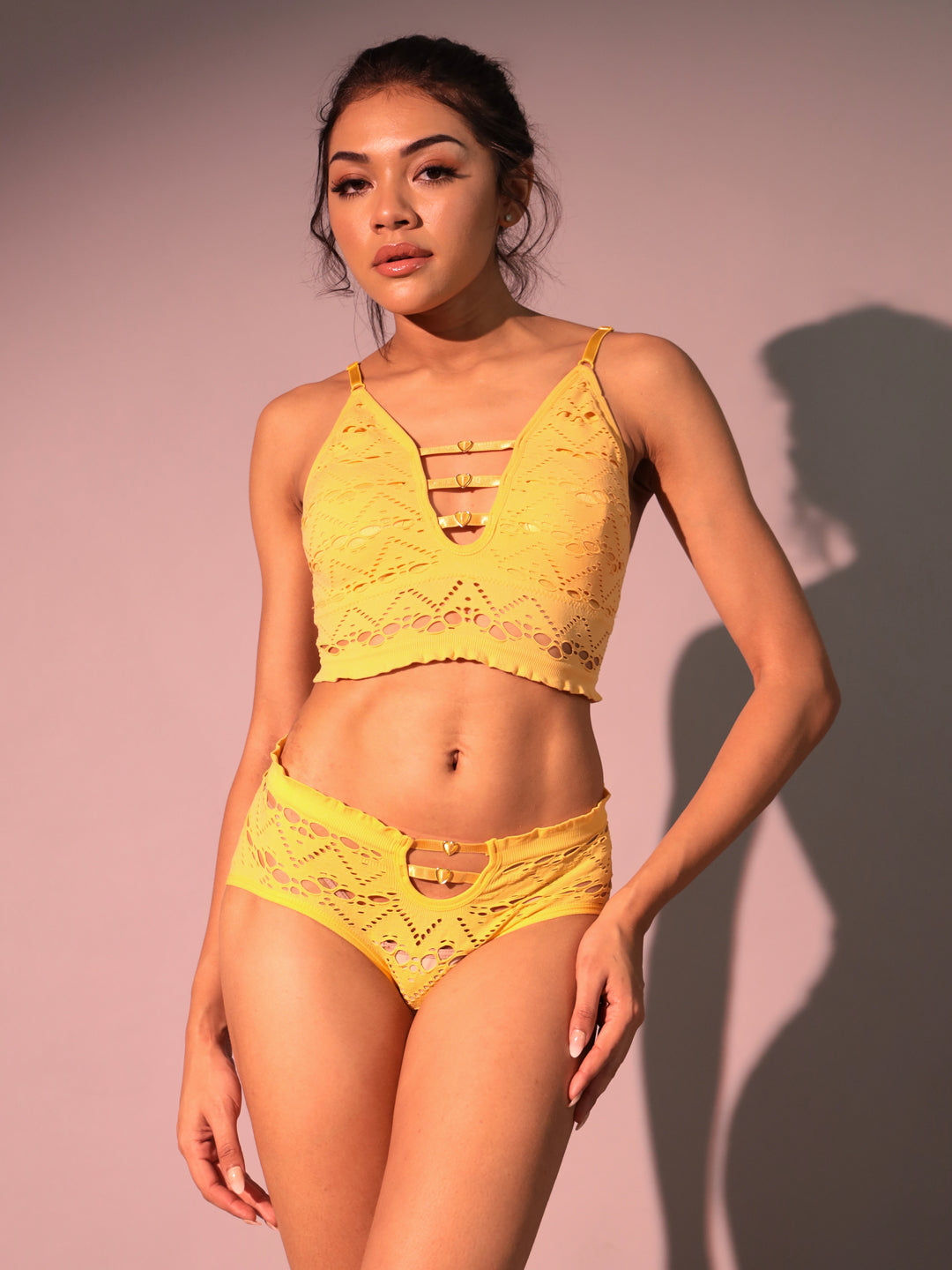 ELTIRE Elegant Yellow Two Piece Lingerie Set