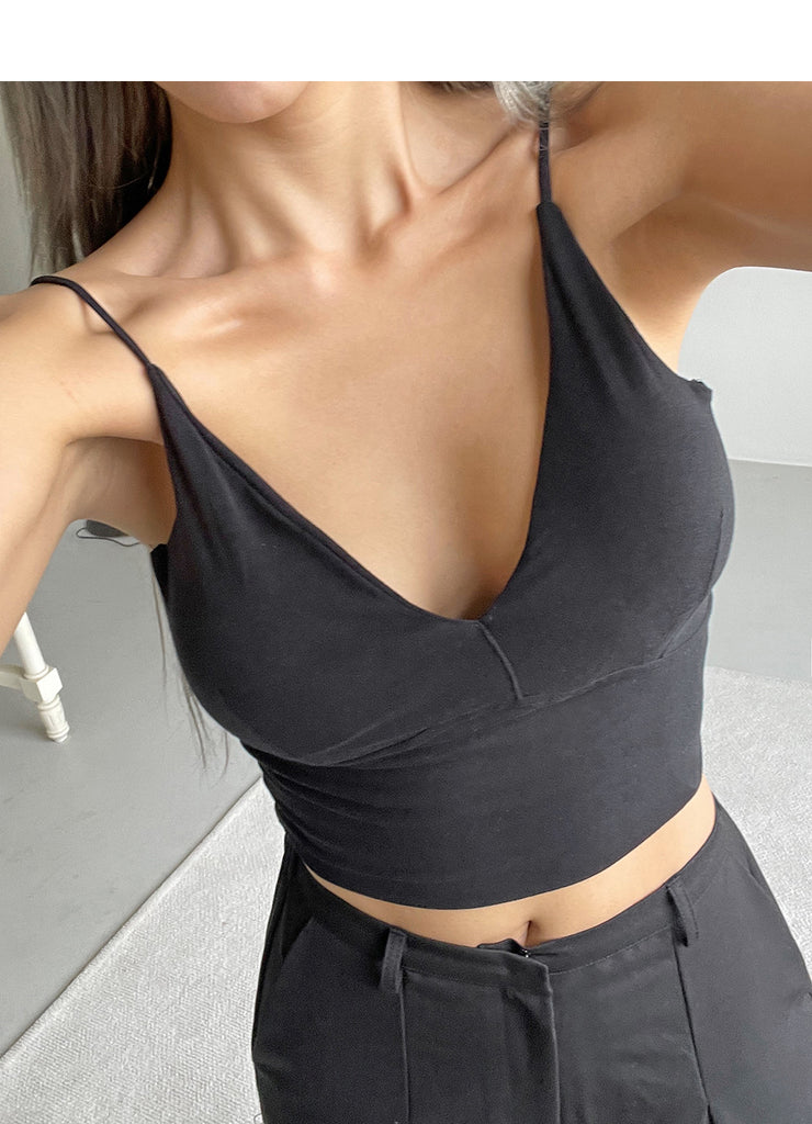TANDUL Casual Sleeveless Solid Women Black Top