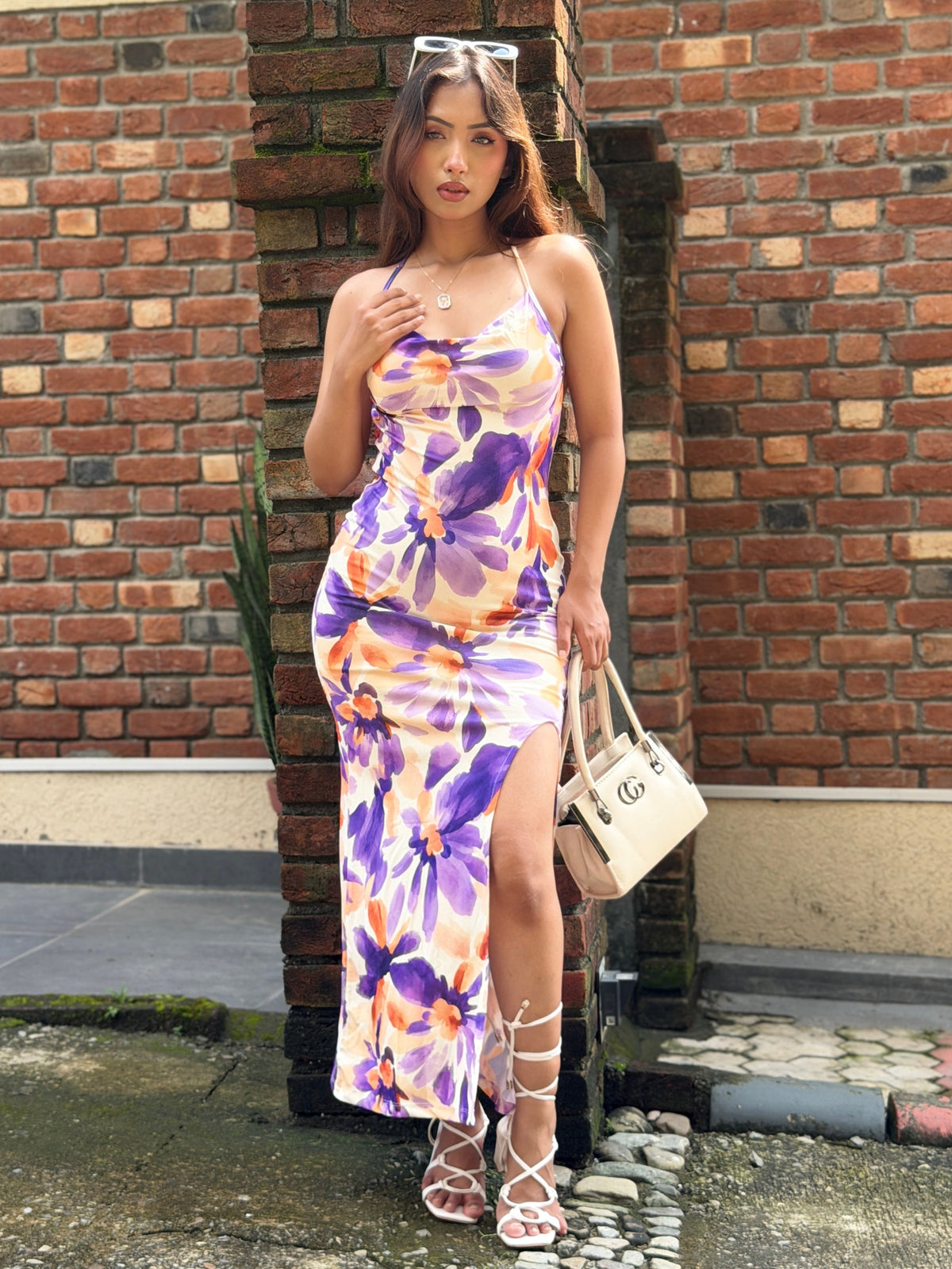 TANDUL Women Floral Cowl Neck Maxi Dress