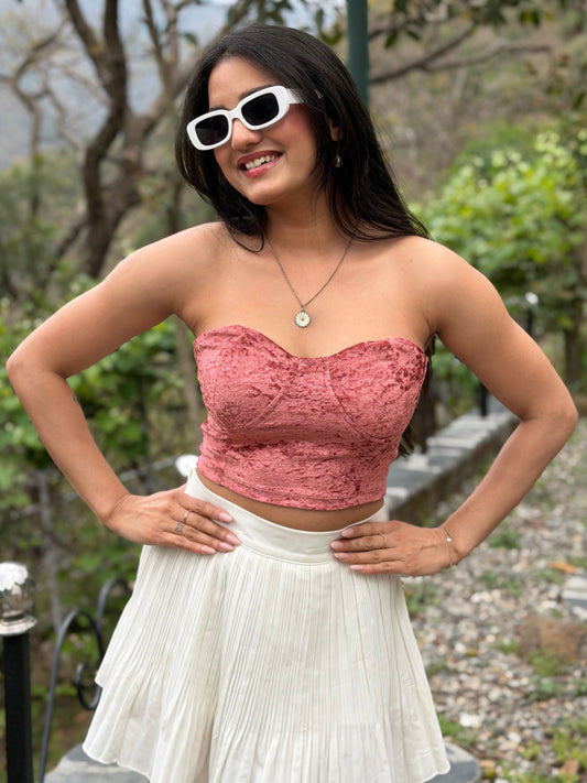 TANDUL Women Stunning Pink Velvet Top