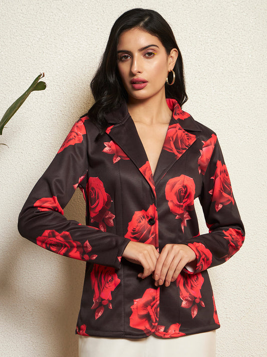 TANDUL Women Stunning Rose Printed Blazer