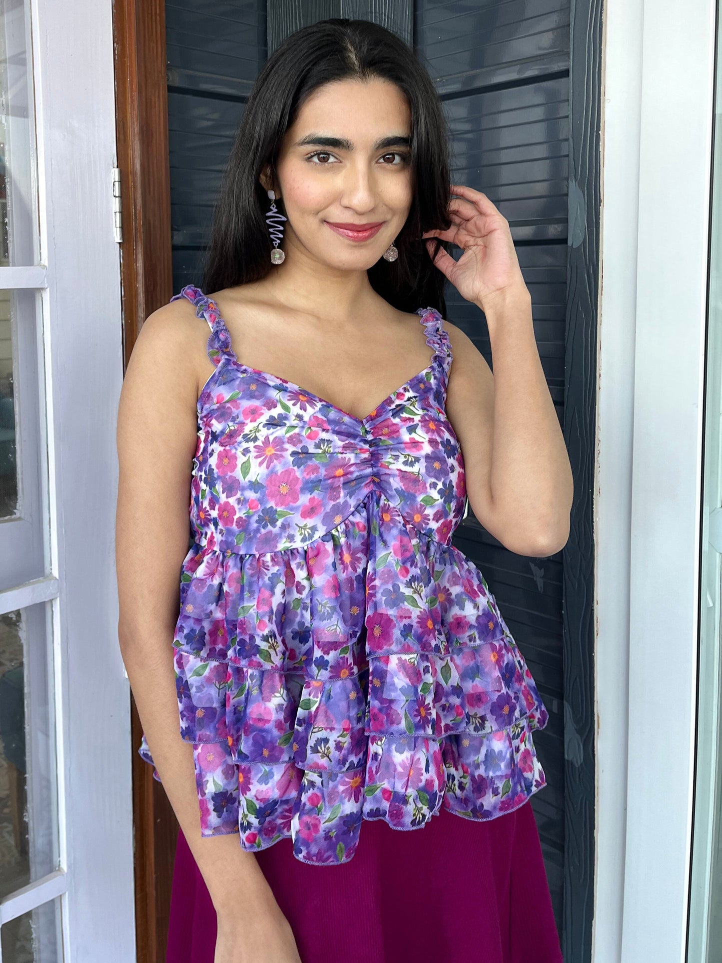 TANDUL Women Purple Floral Printed Top