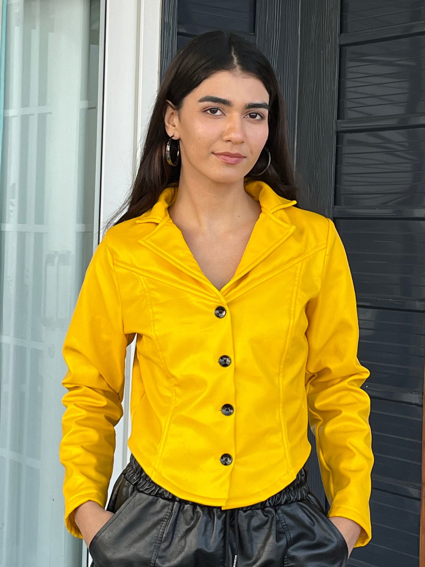 TANDUL Women Stunning Yellow Leather Jacket