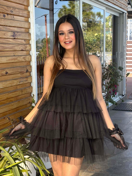 TANDUL Women Stunning Black Net Dress