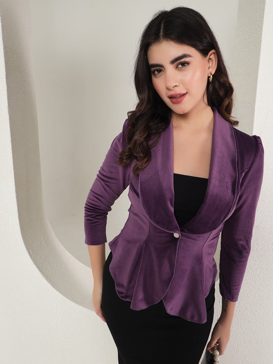 TANDUL  Velvet Solid Coat For Women