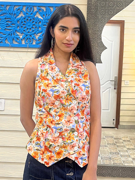 TANDUL Floral Print Women Waistcoat