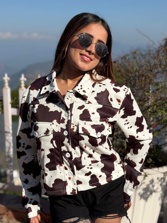 TANDUL Women's Cow Printed Jacket