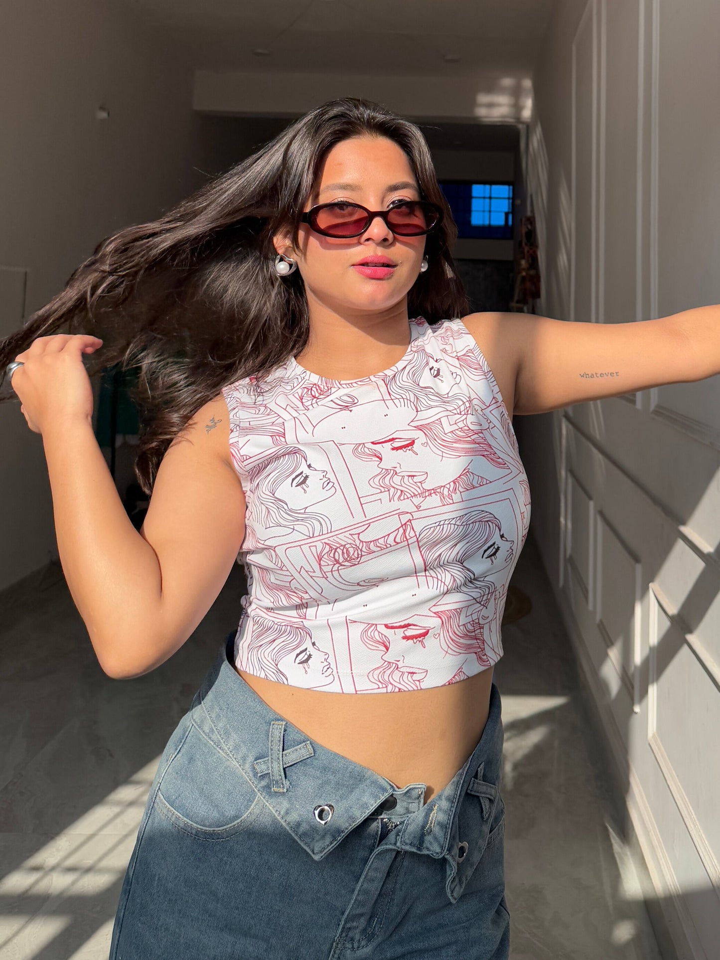 TANDUL  Casual Sleeveless Printed Women Multicolor Top