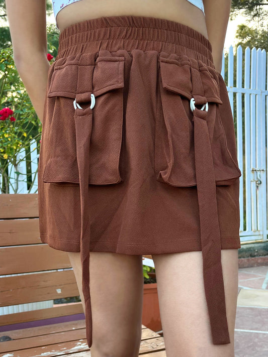 TANDUL Women Chic Brown Skirt
