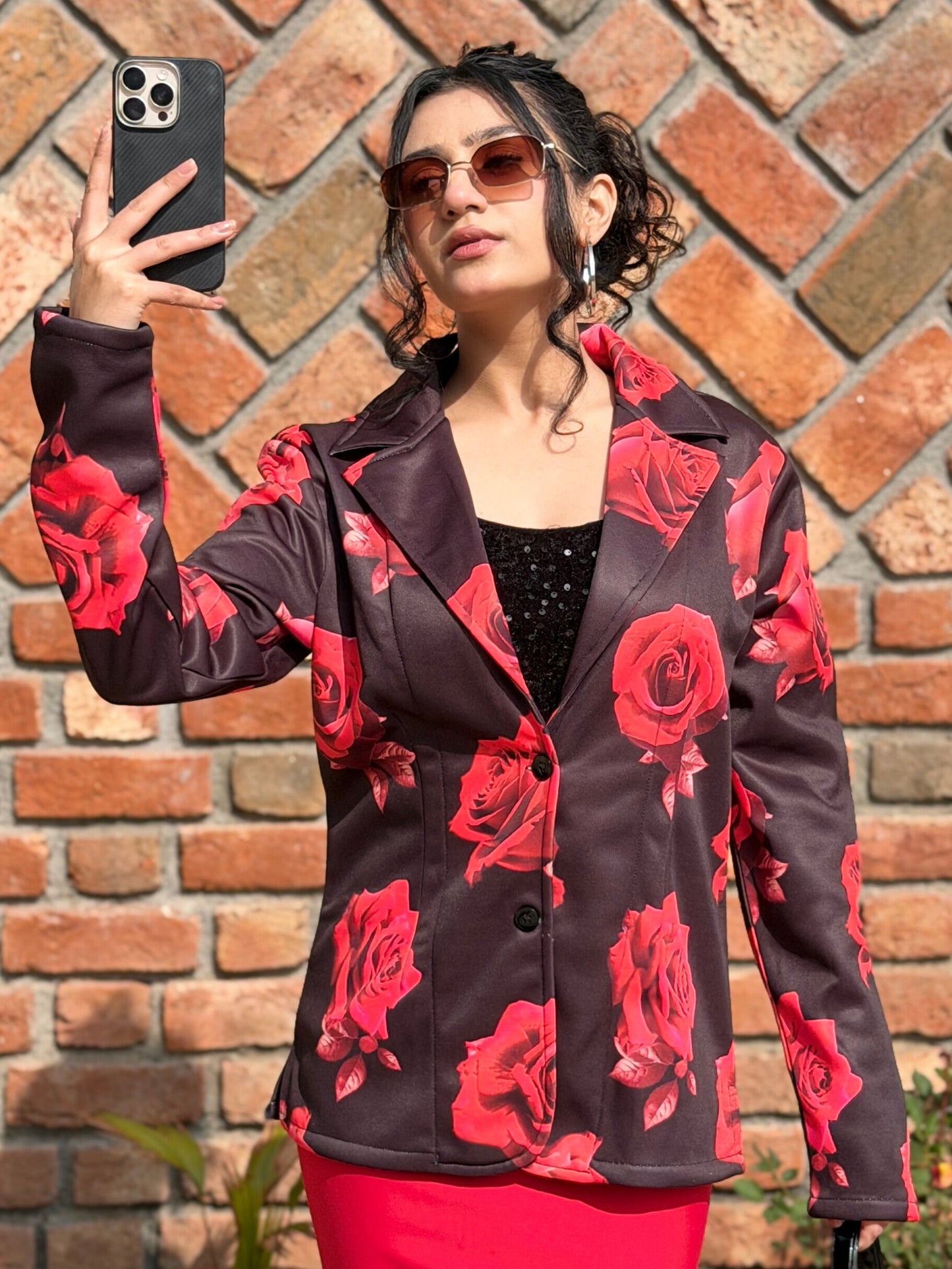 TANDUL Women Stunning Rose Printed Blazer