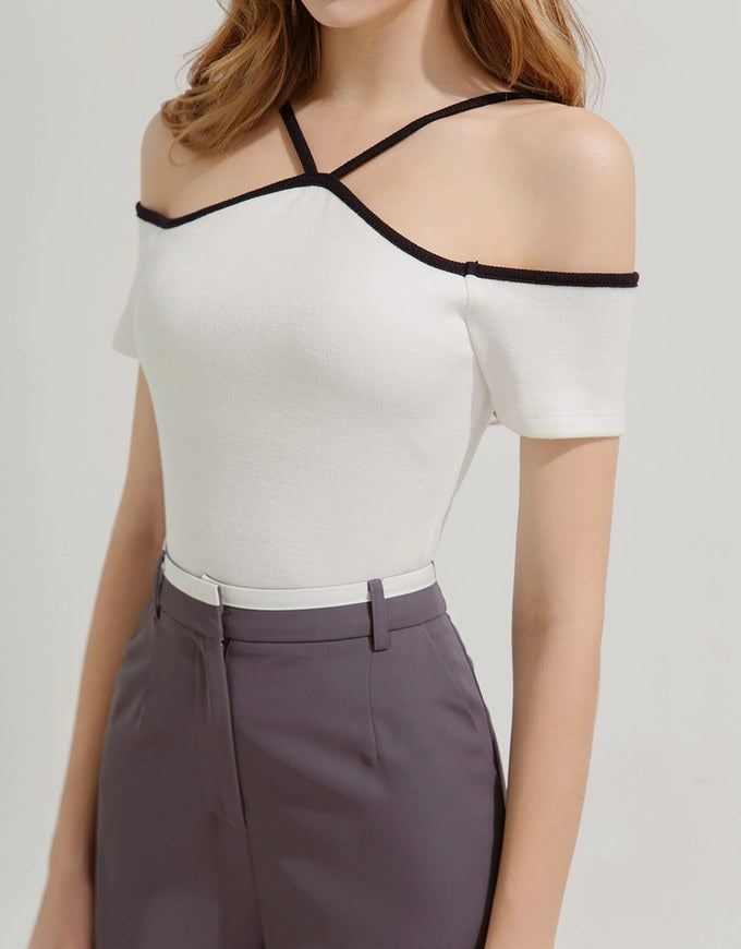 TANDUL  Casual Cold Shoulder Sleeves Solid Women White Top