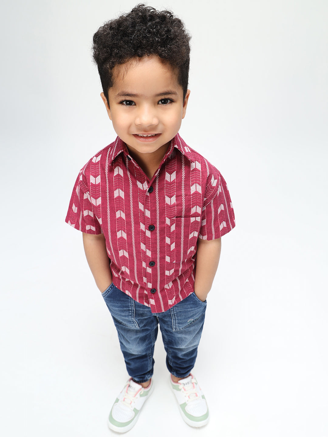 Boys Stylish Pink Shirt Printed Casual Shirt