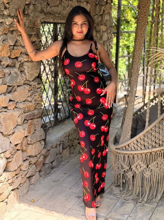TANDUL Women Charming Cherry Printed Dress