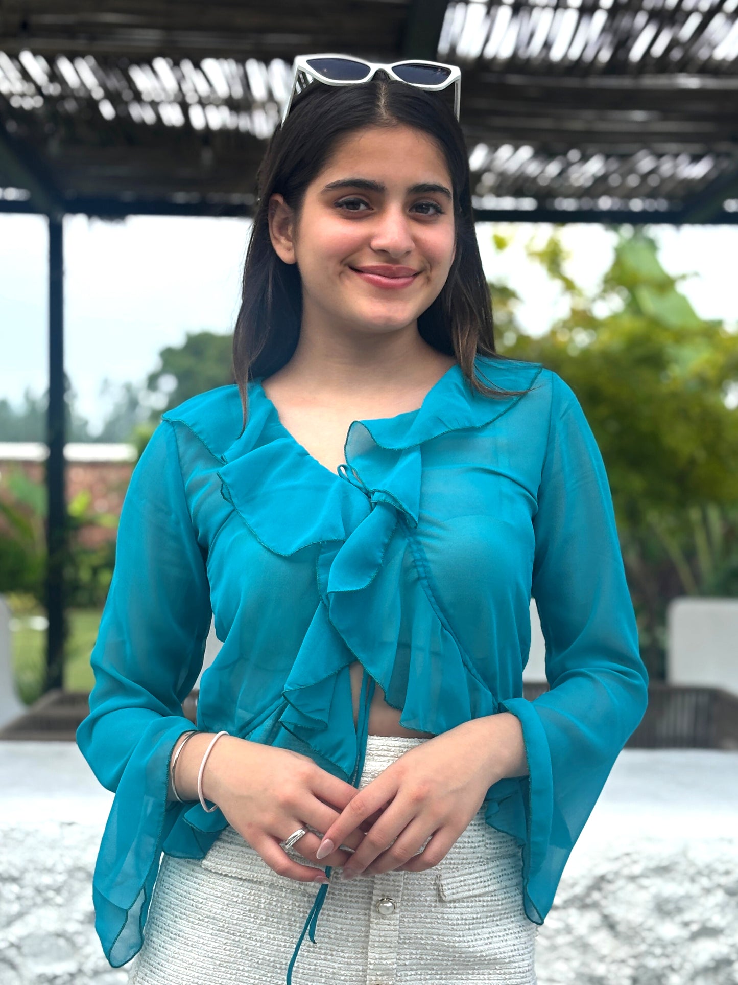 TANDUL Women Skyblue Georgette Top