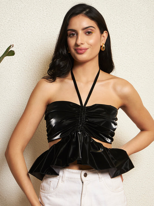 TANDUL Women Elegant Black Crop Top