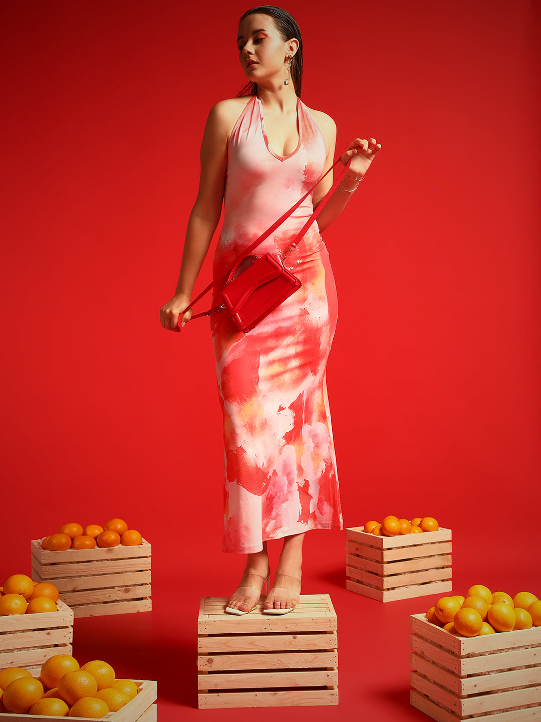 TANDUL  Women Bodycon Orange Dress