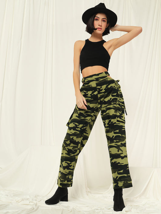 TANDUL  Women Regular Fit Green Lycra Blend Trousers